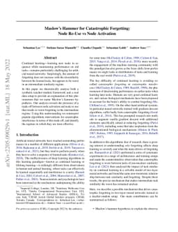 Maslow's Hammer for Catastrophic Forgetting: Node Re-Use vs Node
  Activation