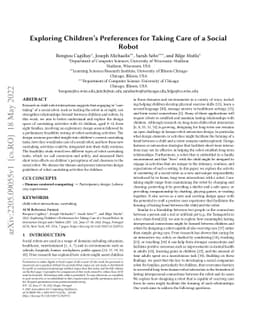 Exploring Children's Preferences for Taking Care of a Social Robot
