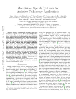 Macedonian Speech Synthesis for Assistive Technology Applications
