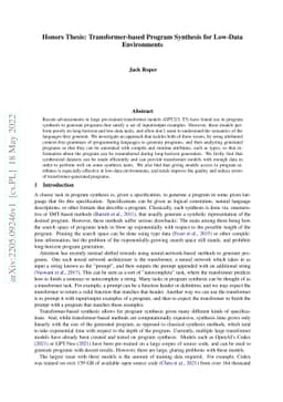 Transformer-based Program Synthesis for Low-Data Environments