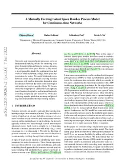 A Mutually Exciting Latent Space Hawkes Process Model for
  Continuous-time Networks