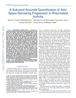 A Sub-pixel Accurate Quantification of Joint Space Narrowing Progression
  in Rheumatoid Arthritis