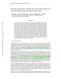 Dataset Pruning: Reducing Training Data by Examining Generalization
  Influence