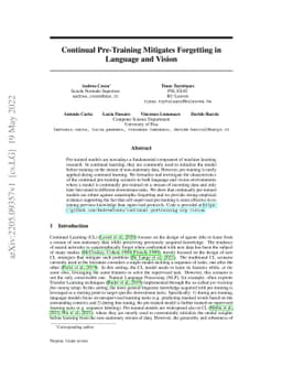 Continual Pre-Training Mitigates Forgetting in Language and Vision