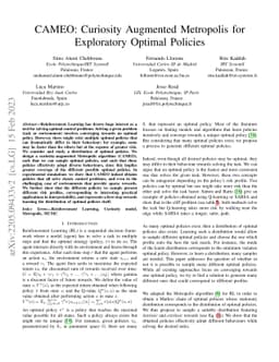 CAMEO: Curiosity Augmented Metropolis for Exploratory Optimal Policies