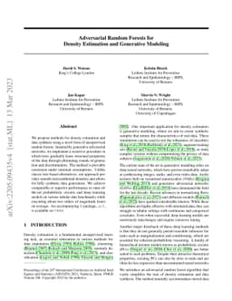 Adversarial random forests for density estimation and generative
  modeling