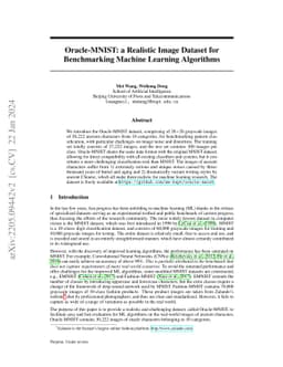Oracle-MNIST: a Dataset of Oracle Characters for Benchmarking Machine
  Learning Algorithms