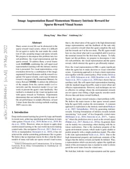 Image Augmentation Based Momentum Memory Intrinsic Reward for Sparse
  Reward Visual Scenes