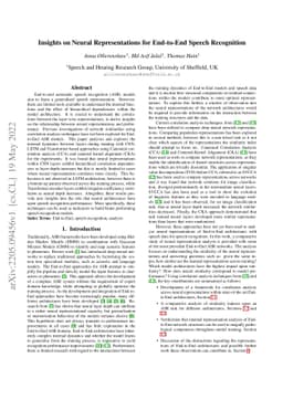 Insights on Neural Representations for End-to-End Speech Recognition