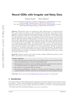 Neural ODEs with Irregular and Noisy Data