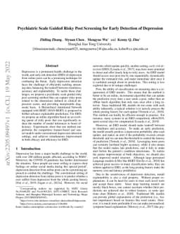Psychiatric Scale Guided Risky Post Screening for Early Detection of
  Depression