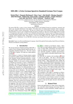 SDS-200: A Swiss German Speech to Standard German Text Corpus