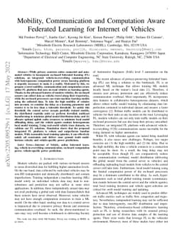 Mobility, Communication and Computation Aware Federated Learning for
  Internet of Vehicles