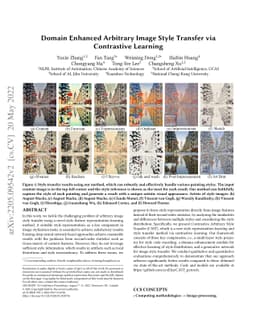 Domain Enhanced Arbitrary Image Style Transfer via Contrastive Learning