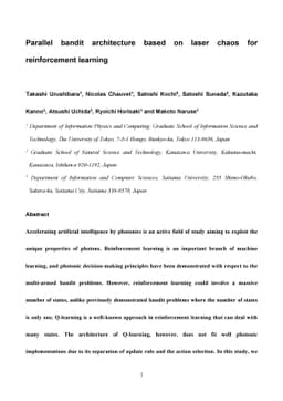 Parallel bandit architecture based on laser chaos for reinforcement
  learning