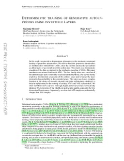 Deterministic training of generative autoencoders using invertible
  layers