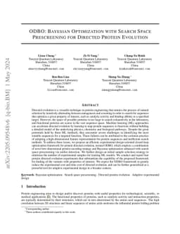 ODBO: Bayesian Optimization with Search Space Prescreening for Directed
  Protein Evolution