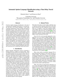 Automatic Spoken Language Identification using a Time-Delay Neural
  Network