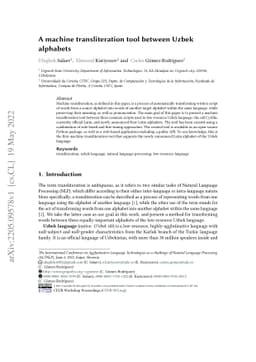 A machine transliteration tool between Uzbek alphabets