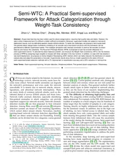Semi-WTC: A Practical Semi-supervised Framework for Attack
  Categorization through Weight-Task Consistency