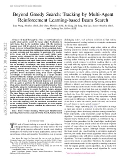 Beyond Greedy Search: Tracking by Multi-Agent Reinforcement
  Learning-based Beam Search