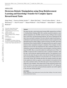 Dexterous Robotic Manipulation using Deep Reinforcement Learning and
  Knowledge Transfer for Complex Sparse Reward-based Tasks