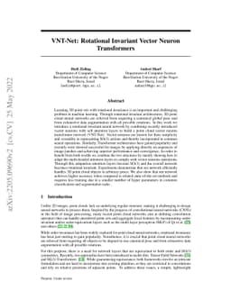 VNT-Net: Rotational Invariant Vector Neuron Transformers