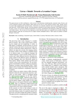 Curras + Baladi: Towards a Levantine Corpus