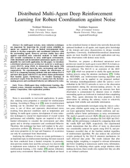 Distributed Multi-Agent Deep Reinforcement Learning for Robust
  Coordination against Noise