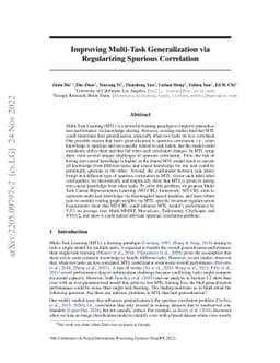 Improving Multi-Task Generalization via Regularizing Spurious
  Correlation