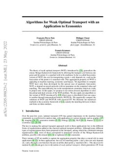 Algorithms for Weak Optimal Transport with an Application to Economics