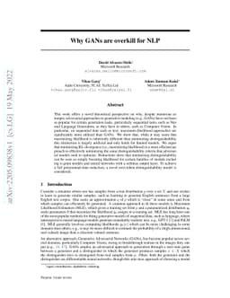 Why GANs are overkill for NLP