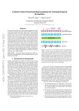 Content-Context Factorized Representations for Automated Speech
  Recognition