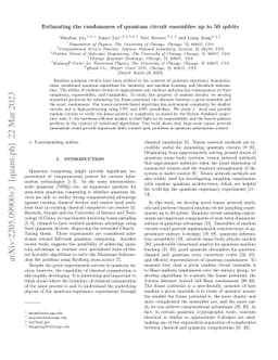 Estimating the randomness of quantum circuit ensembles up to 50 qubits