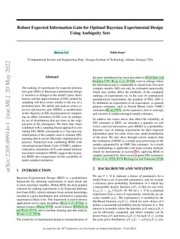 Robust Expected Information Gain for Optimal Bayesian Experimental
  Design Using Ambiguity Sets