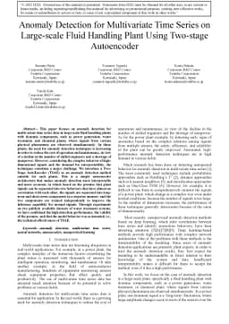 Anomaly Detection for Multivariate Time Series on Large-scale Fluid
  Handling Plant Using Two-stage Autoencoder