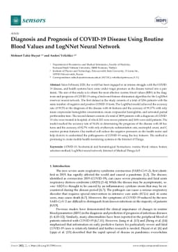Diagnosis and Prognosis of COVID-19 Disease Using Routine Blood Values
  and LogNNet Neural Network