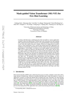 Mask-guided Vision Transformer (MG-ViT) for Few-Shot Learning