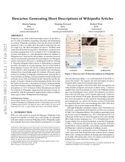 Descartes: Generating Short Descriptions of Wikipedia Articles