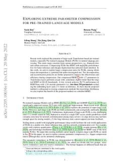 Exploring Extreme Parameter Compression for Pre-trained Language Models