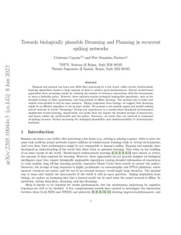 Towards biologically plausible Dreaming and Planning in recurrent
  spiking networks