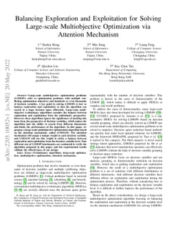 Balancing Exploration and Exploitation for Solving Large-scale
  Multiobjective Optimization via Attention Mechanism