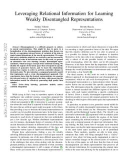 Leveraging Relational Information for Learning Weakly Disentangled
  Representations