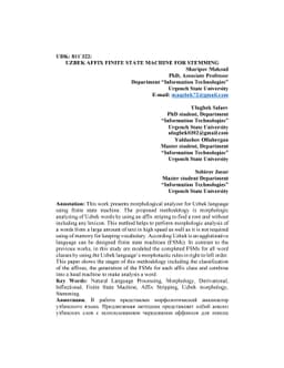 Uzbek affix finite state machine for stemming