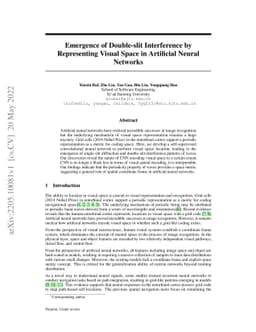 Emergence of Double-slit Interference by Representing Visual Space in
  Artificial Neural Networks