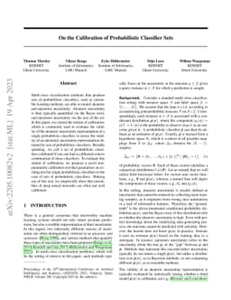 On the Calibration of Probabilistic Classifier Sets