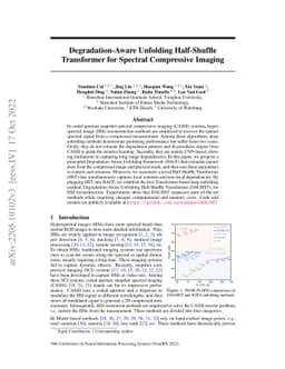 Degradation-Aware Unfolding Half-Shuffle Transformer for Spectral
  Compressive Imaging