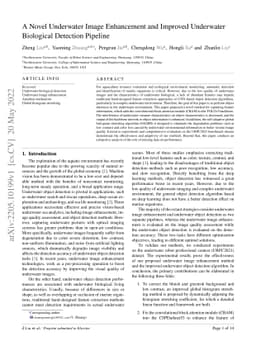 A Novel Underwater Image Enhancement and Improved Underwater Biological
  Detection Pipeline