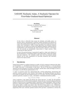 SADAM: Stochastic Adam, A Stochastic Operator for First-Order
  Gradient-based Optimizer
