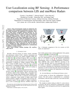 User Localization using RF Sensing: A Performance comparison between LIS
  and mmWave Radars